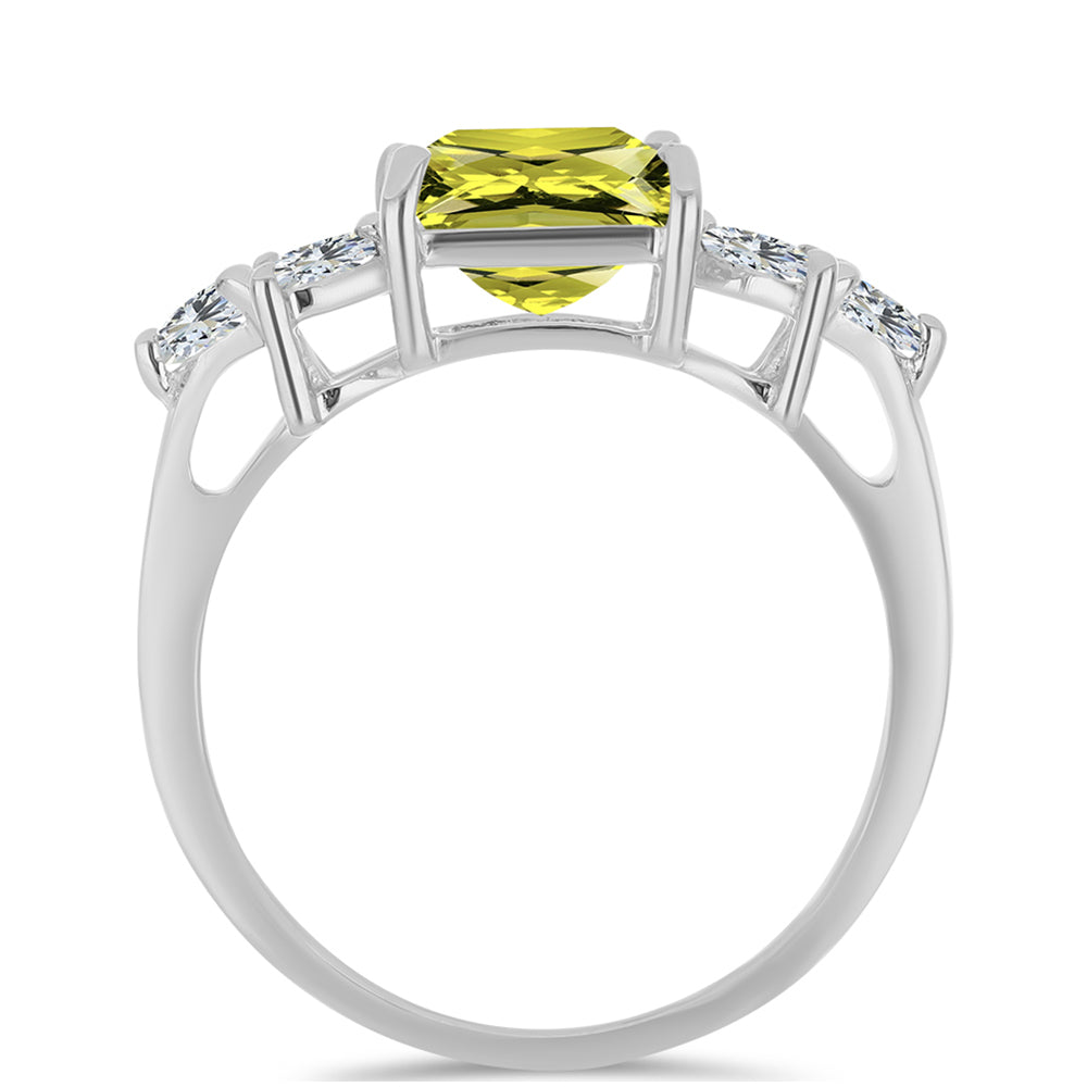 Strieborný Prsteň s Citrónovým Topásom a Bielym Topásom