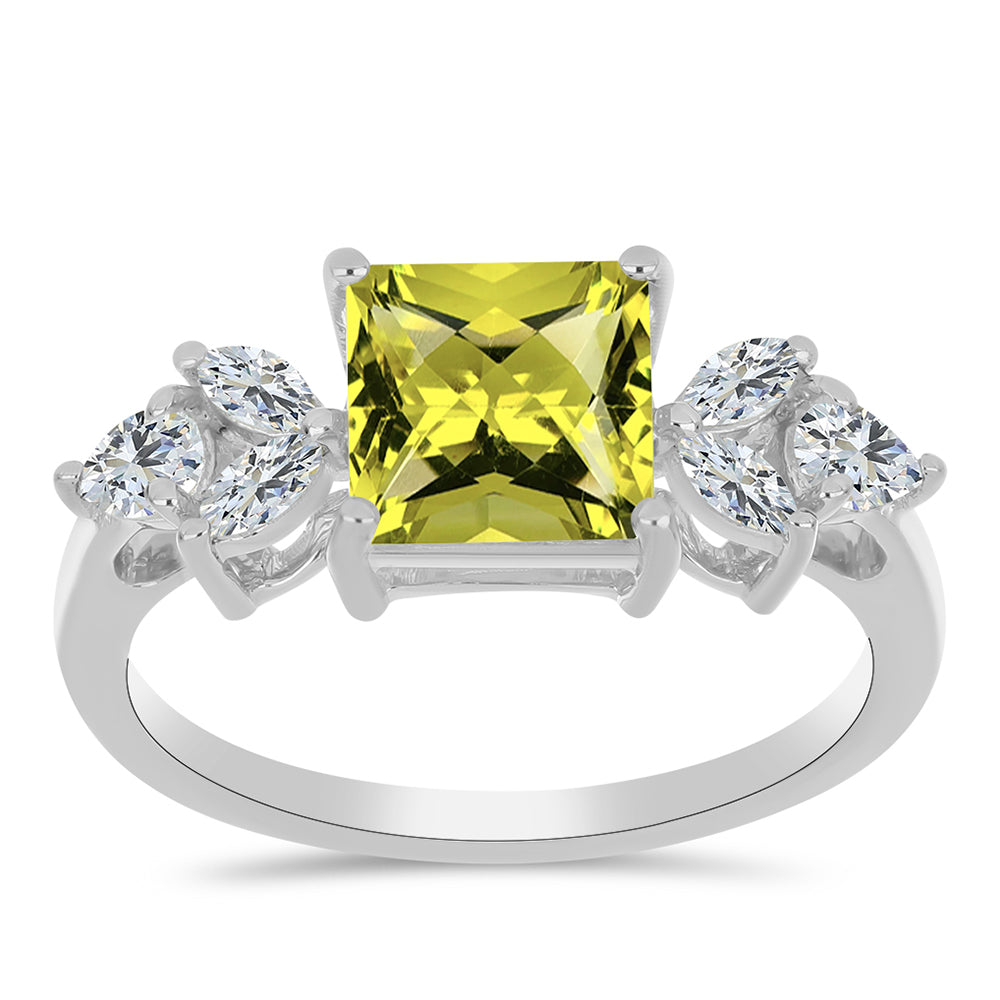 Strieborný Prsteň s Citrónovým Topásom a Bielym Topásom