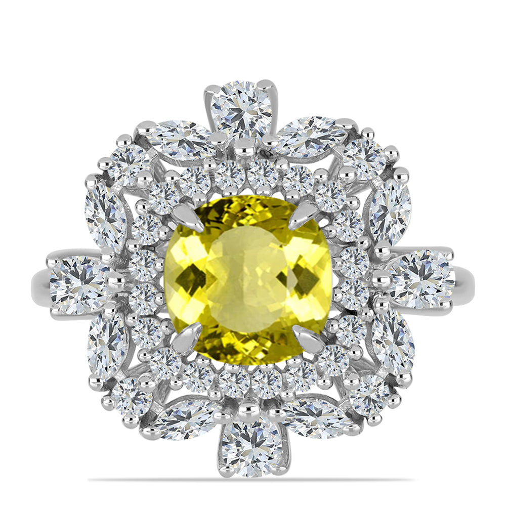 Strieborný Prsteň s Citrónovým Topásom a Bielym Topásom 1 