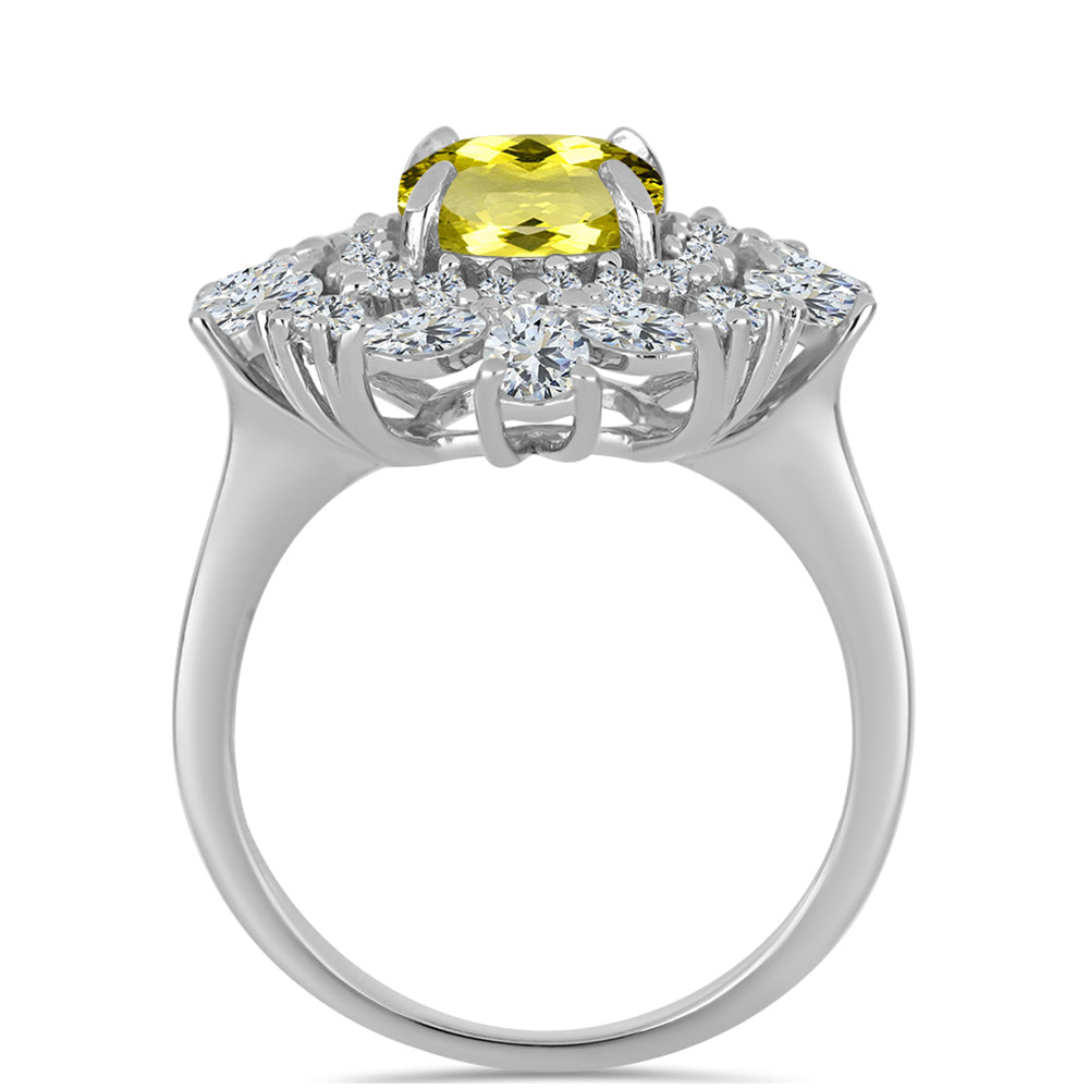 Strieborný Prsteň s Citrónovým Topásom a Bielym Topásom 2 