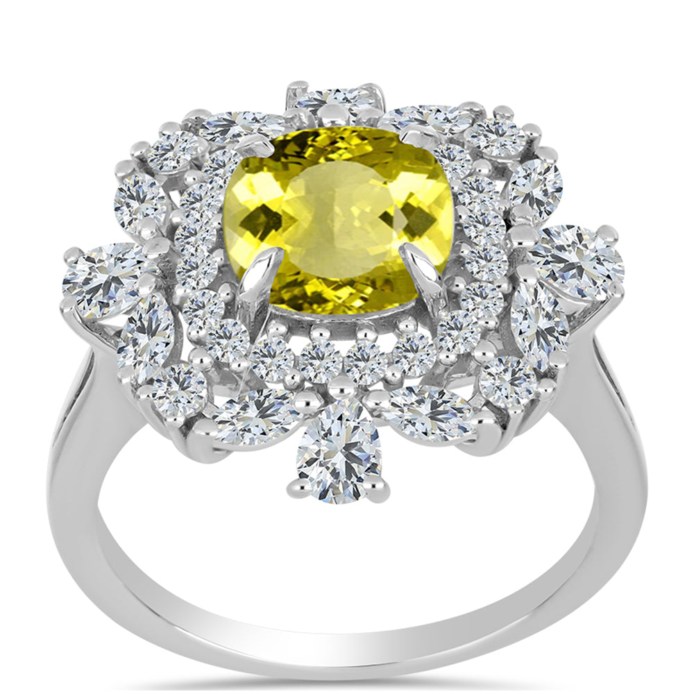 Strieborný Prsteň s Citrónovým Topásom a Bielym Topásom 3 