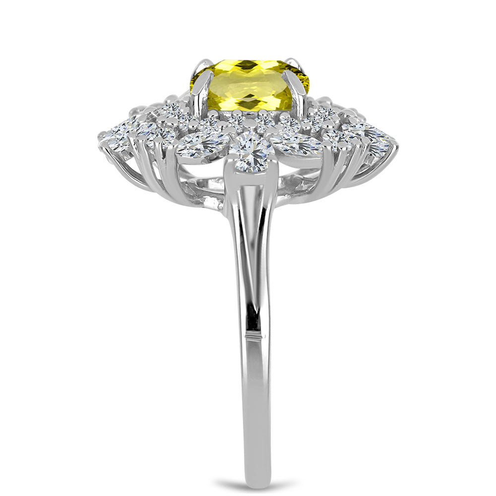 Strieborný Prsteň s Citrónovým Topásom a Bielym Topásom