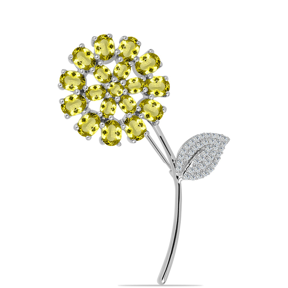 Strieborný Brošňa s Citrónovým Topásom a Bielym Topásom 1 