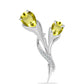 Strieborný Brošňa s Citrónovým Topásom a Bielym Topásom