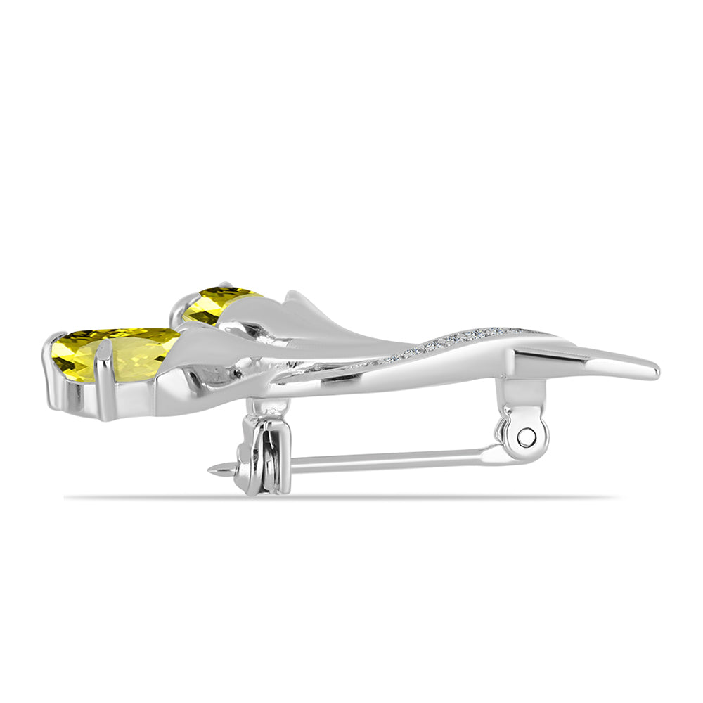 Strieborný Brošňa s Citrónovým Topásom a Bielym Topásom 2 