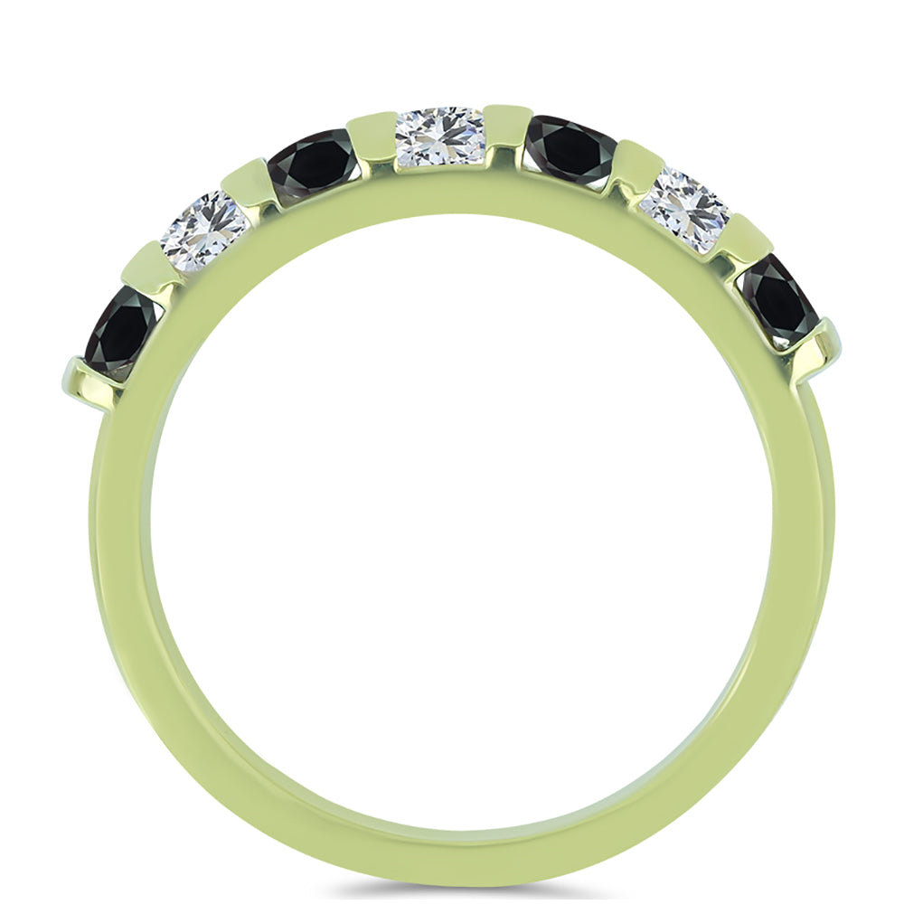 Pozlátený Strieborný Prsteň s Obsidianom a Bielym Topásom