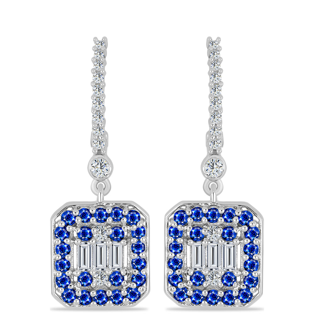 Strieborné Náušnice s Austrálskym Modrým Zafírom a Bielym Topásom 1 