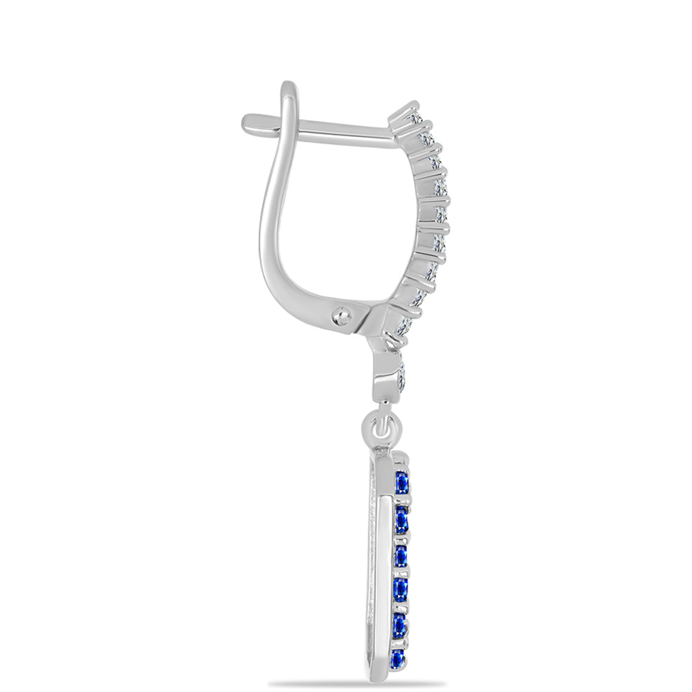 Strieborné Náušnice s Austrálskym Modrým Zafírom a Bielym Topásom