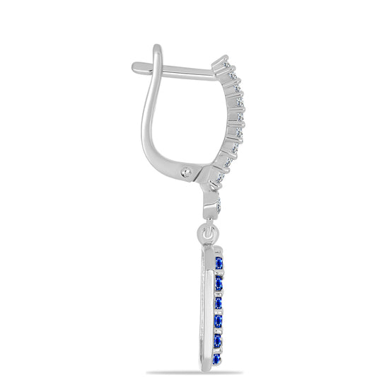 Strieborné Náušnice s Austrálskym Modrým Zafírom a Bielym Topásom