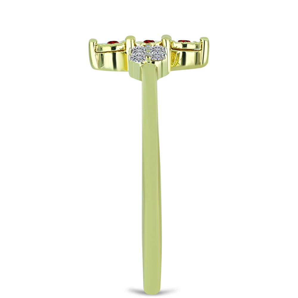 Pozlátený Strieborný Prsteň s Červeným Diamantom a Bielym Diamantom 4 