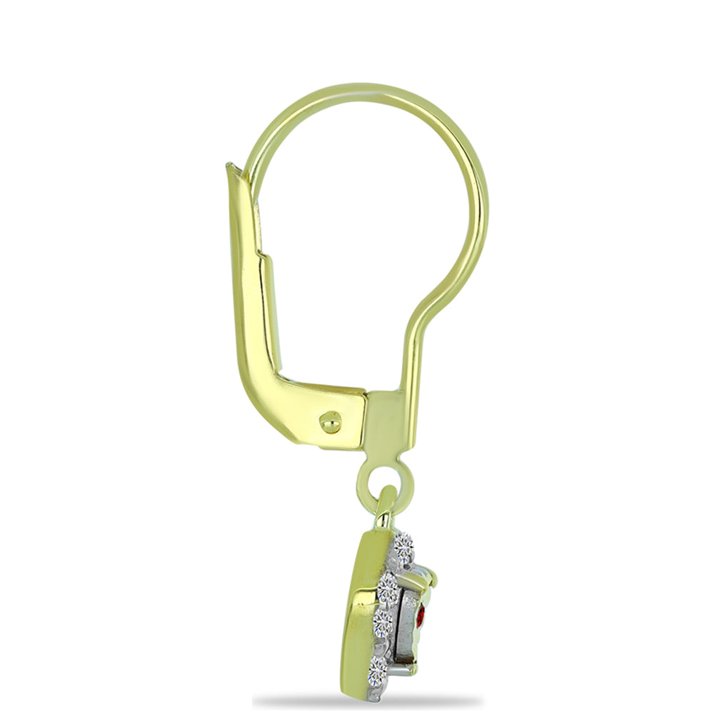 Pozlátené Strieborné Náušnice s Červeným Diamantom a Bielym Diamantom 2 