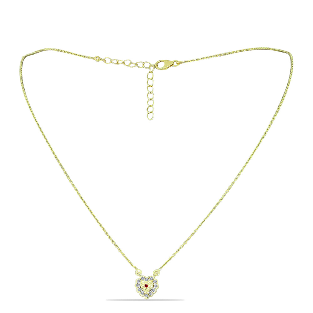 Pozlátený Strieborný Náhrdelník s Červeným Diamantom a Bielym Diamantom 1 