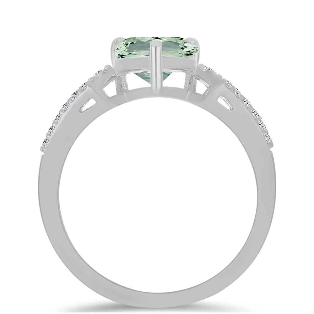 Strieborný Prsteň s so Zeleným Ametystom a Bielym Topásom 2 