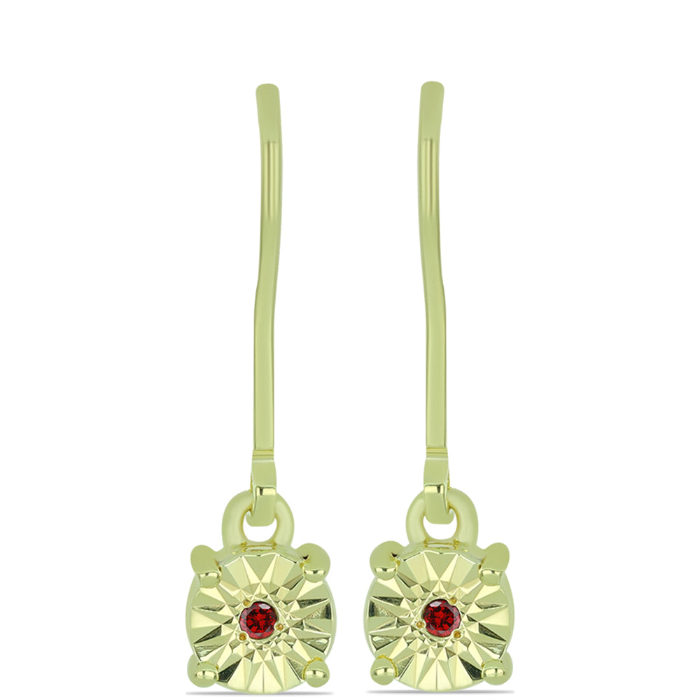 Pozlátené Strieborné Náušnice s Červeným Diamantom