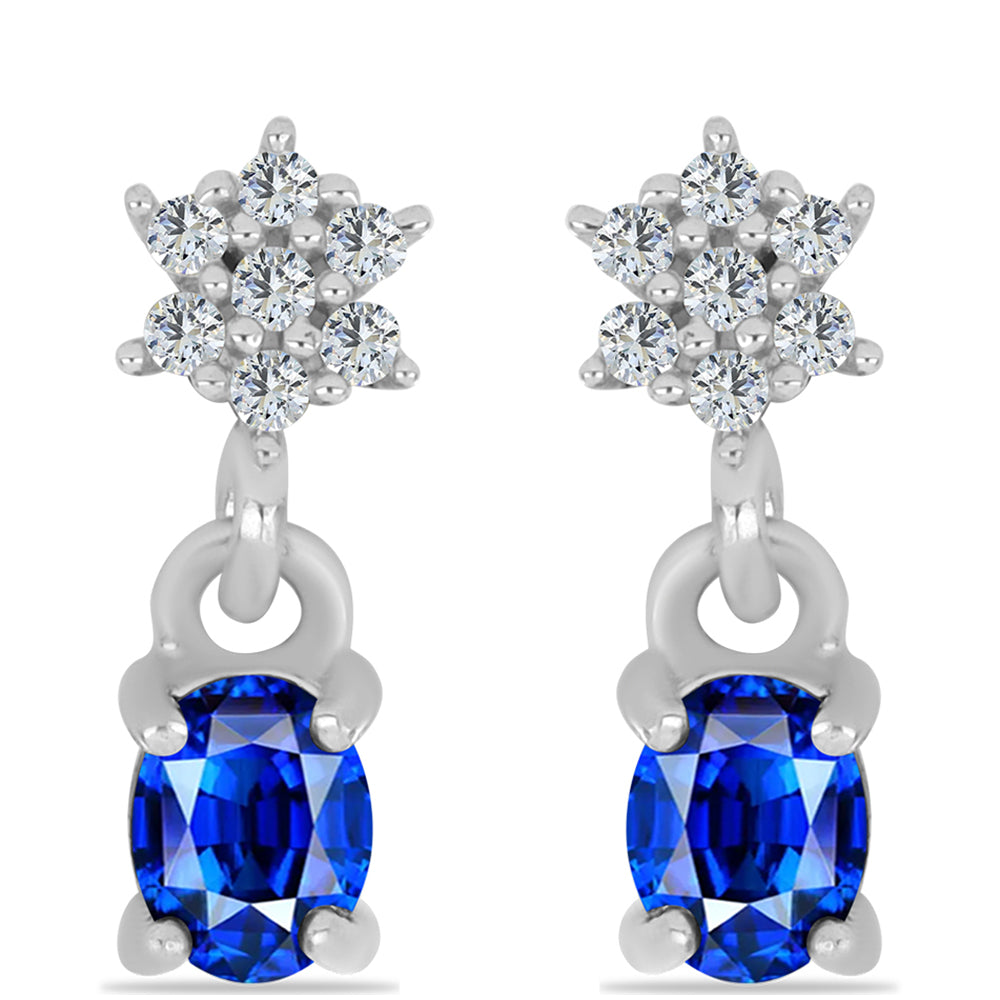 Strieborné Náušnice s Austrálskym Modrým Zafírom a Bielym Topásom 1 