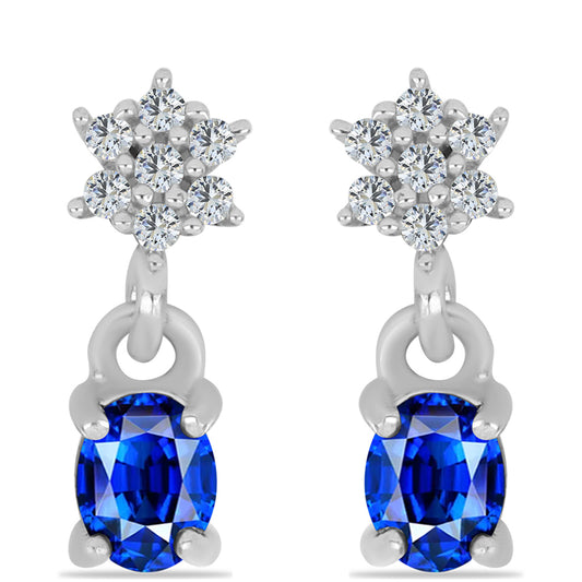 Strieborné Náušnice s Austrálskym Modrým Zafírom a Bielym Topásom