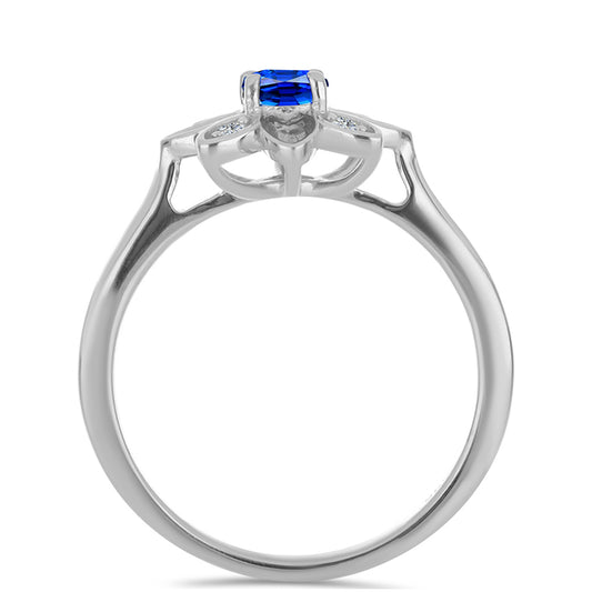 Strieborný Prsteň s Austrálskym Modrým Zafírom a Bielym Topásom