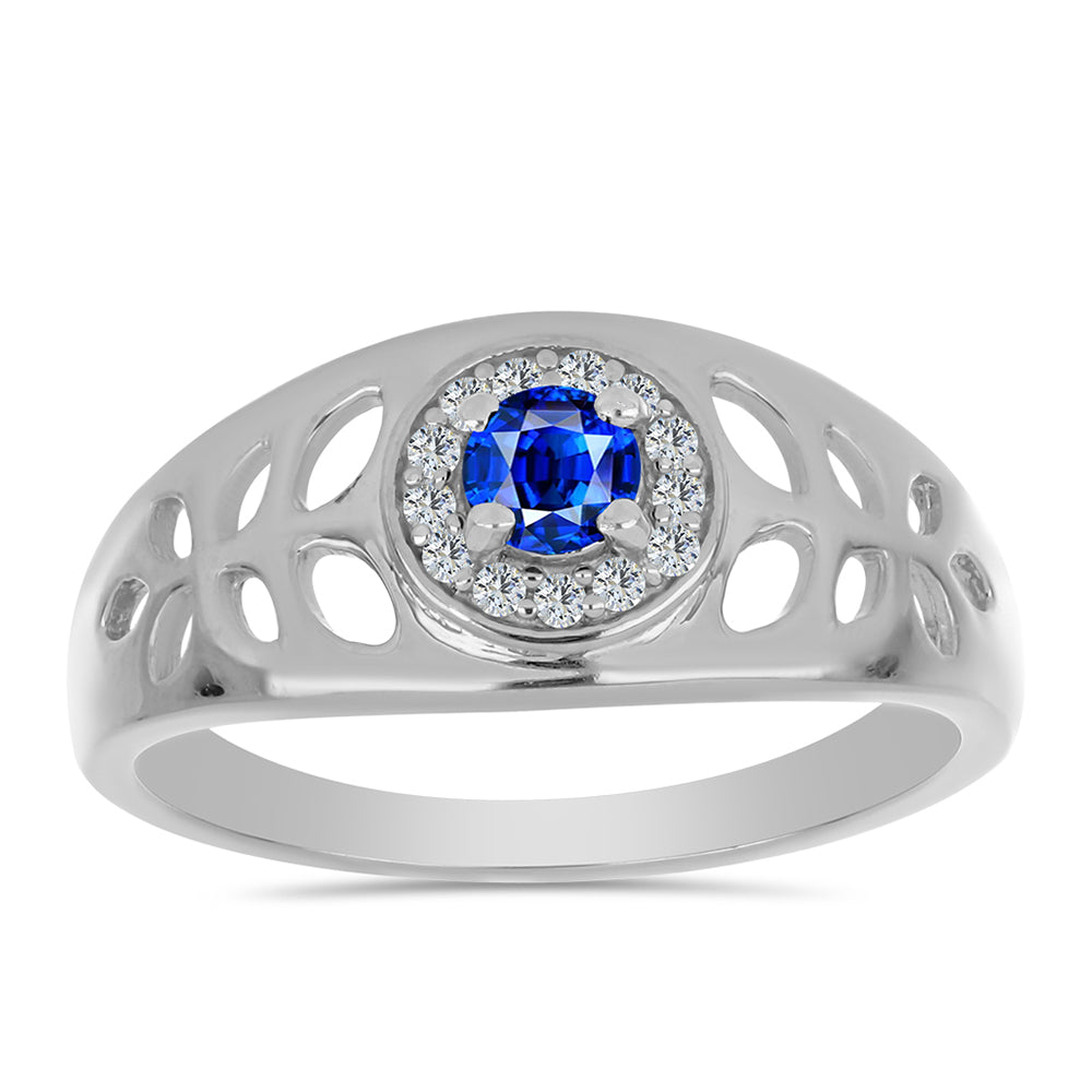 Strieborný Prsteň s Austrálskym Modrým Zafírom a Bielym Topásom