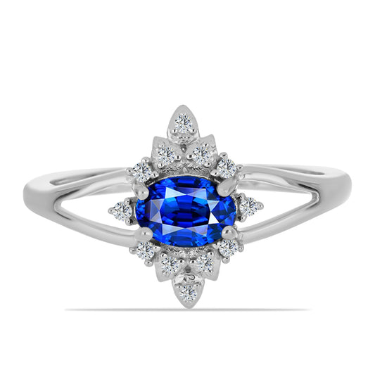 Strieborný Prsteň s Austrálskym Modrým Zafírom a Bielym Topásom