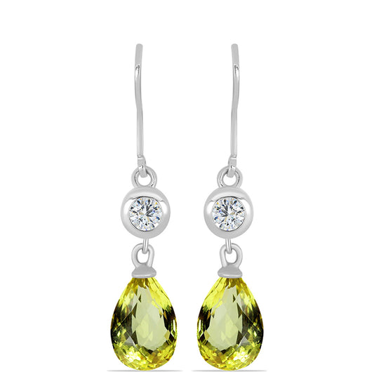 Strieborné Náušnice s Citrónovým Topásom a Bielym Topásom