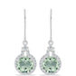 Strieborné Náušnice s so Zeleným Ametystom a Bielym Topásom