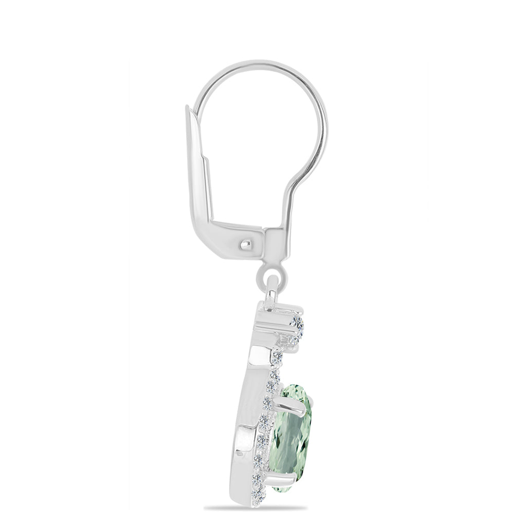 Strieborné Náušnice s so Zeleným Ametystom a Bielym Topásom 2 