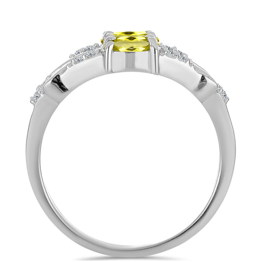 Strieborný Prsteň s Citrónovým Topásom a Bielym Topásom