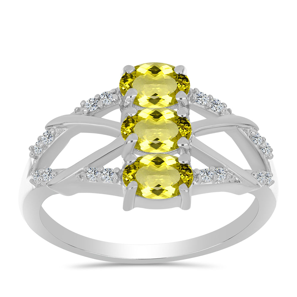 Strieborný Prsteň s Citrónovým Topásom a Bielym Topásom 3 