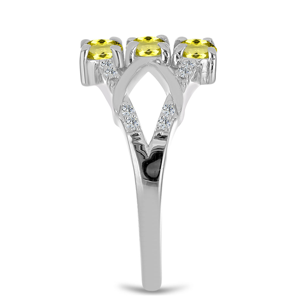 Strieborný Prsteň s Citrónovým Topásom a Bielym Topásom 4 