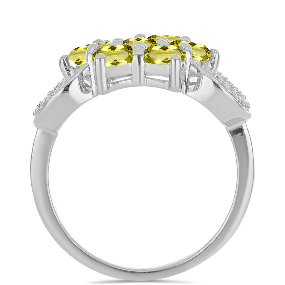 Strieborný Prsteň s Citrónovým Topásom a Bielym Topásom 2 