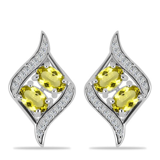 Strieborné Náušnice s Citrónovým Topásom a Bielym Topásom