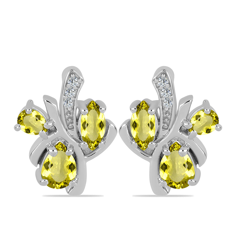 Strieborné Náušnice s Citrónovým Topásom a Bielym Topásom