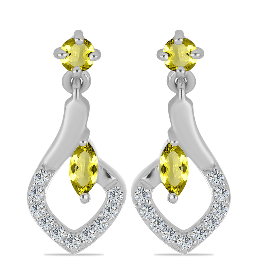 Strieborné Náušnice s Citrónovým Topásom a Bielym Topásom