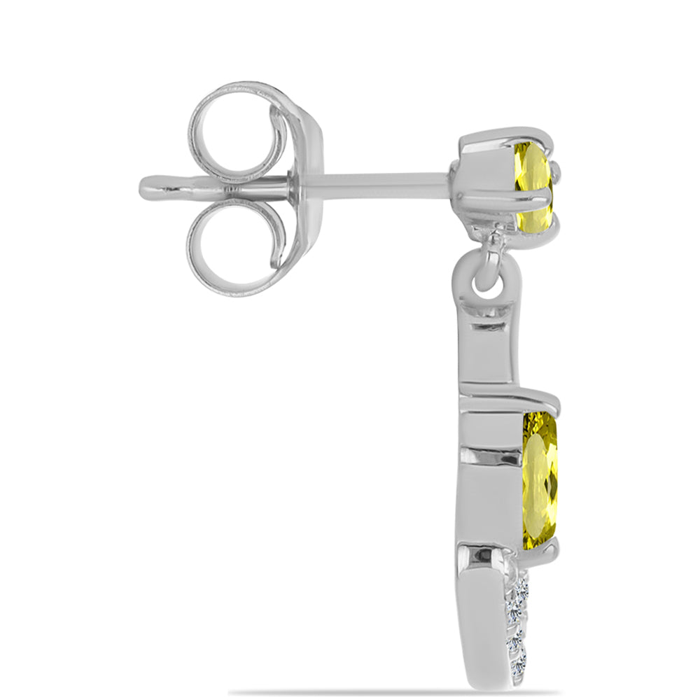 Strieborné Náušnice s Citrónovým Topásom a Bielym Topásom