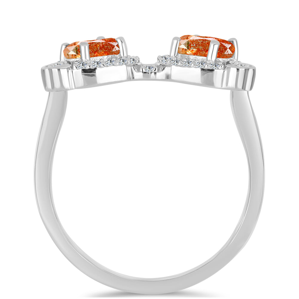 Strieborný Prsteň s Oregonským Slnečným Kameňom a Bielym Topásom 2 