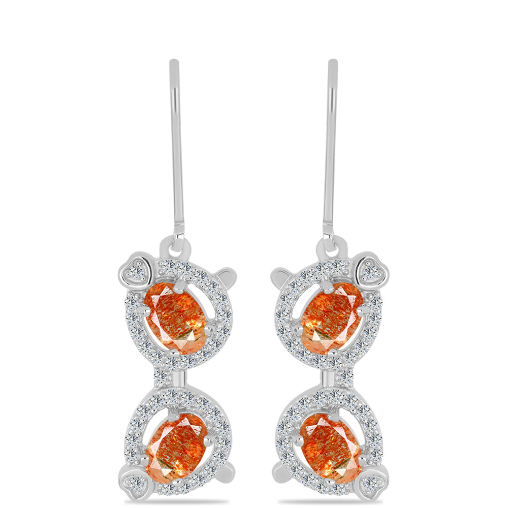 Strieborné Náušnice s Oregonským Slnečným Kameňom a Bielym Topásom 1 