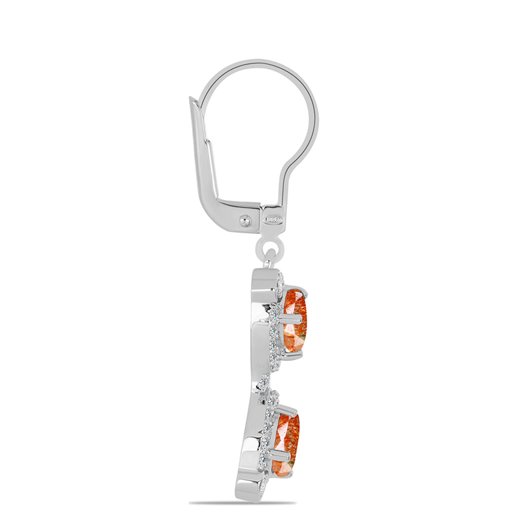 Strieborné Náušnice s Oregonským Slnečným Kameňom a Bielym Topásom 2 