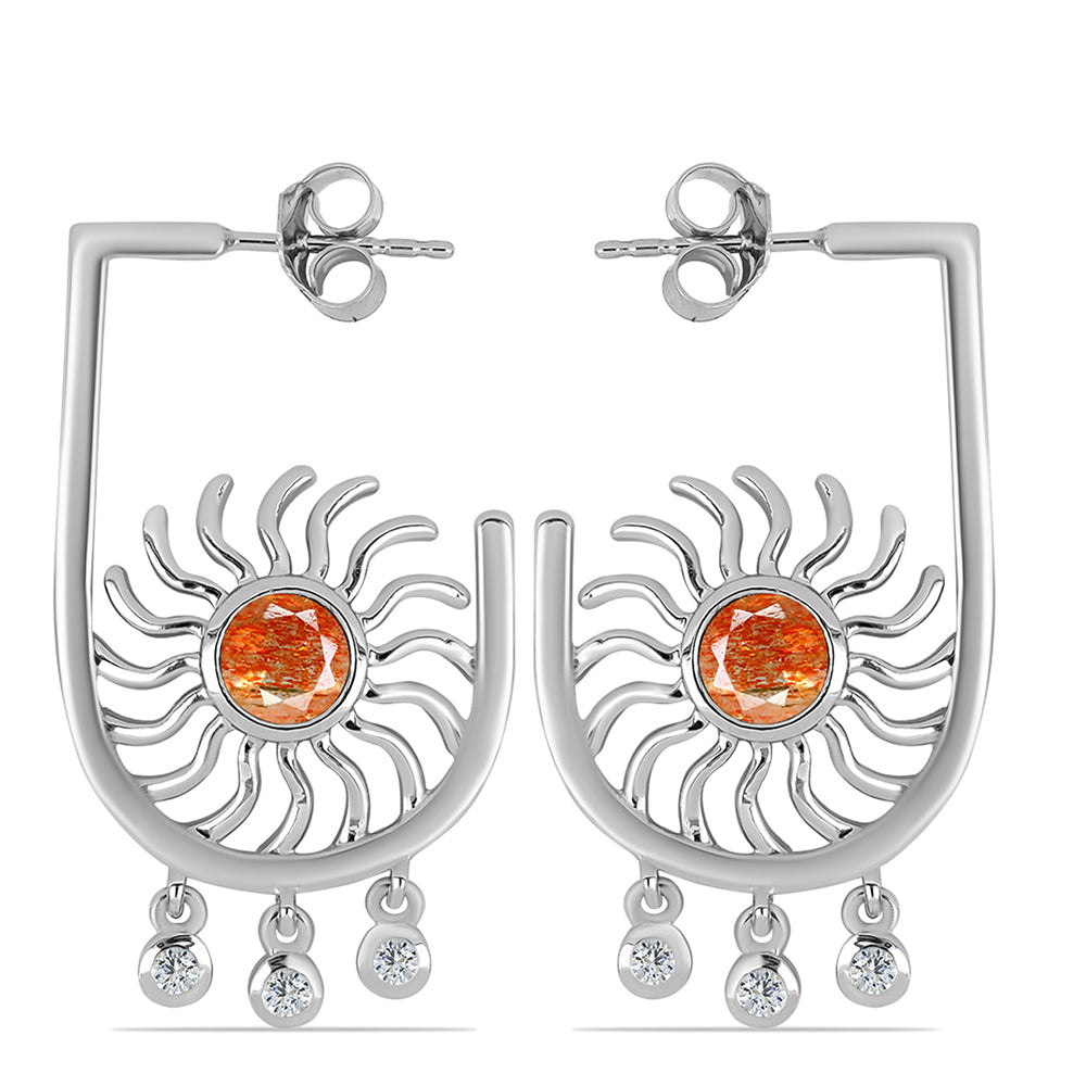 Strieborné Náušnice s Oregonským Slnečným Kameňom a Bielym Topásom 1 
