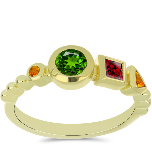 Pozlátený Strieborný Prsteň s Chakra Turmalínom