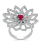 Strieborný Prsteň s Madagaskarským Rubínom a Bielym Topásom