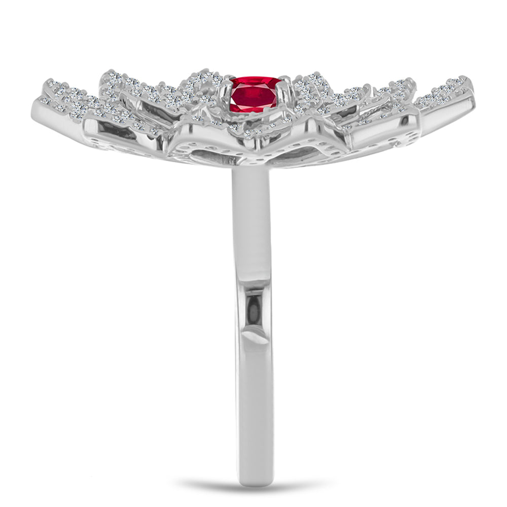 Strieborný Prsteň s Madagaskarským Rubínom a Bielym Topásom 4 