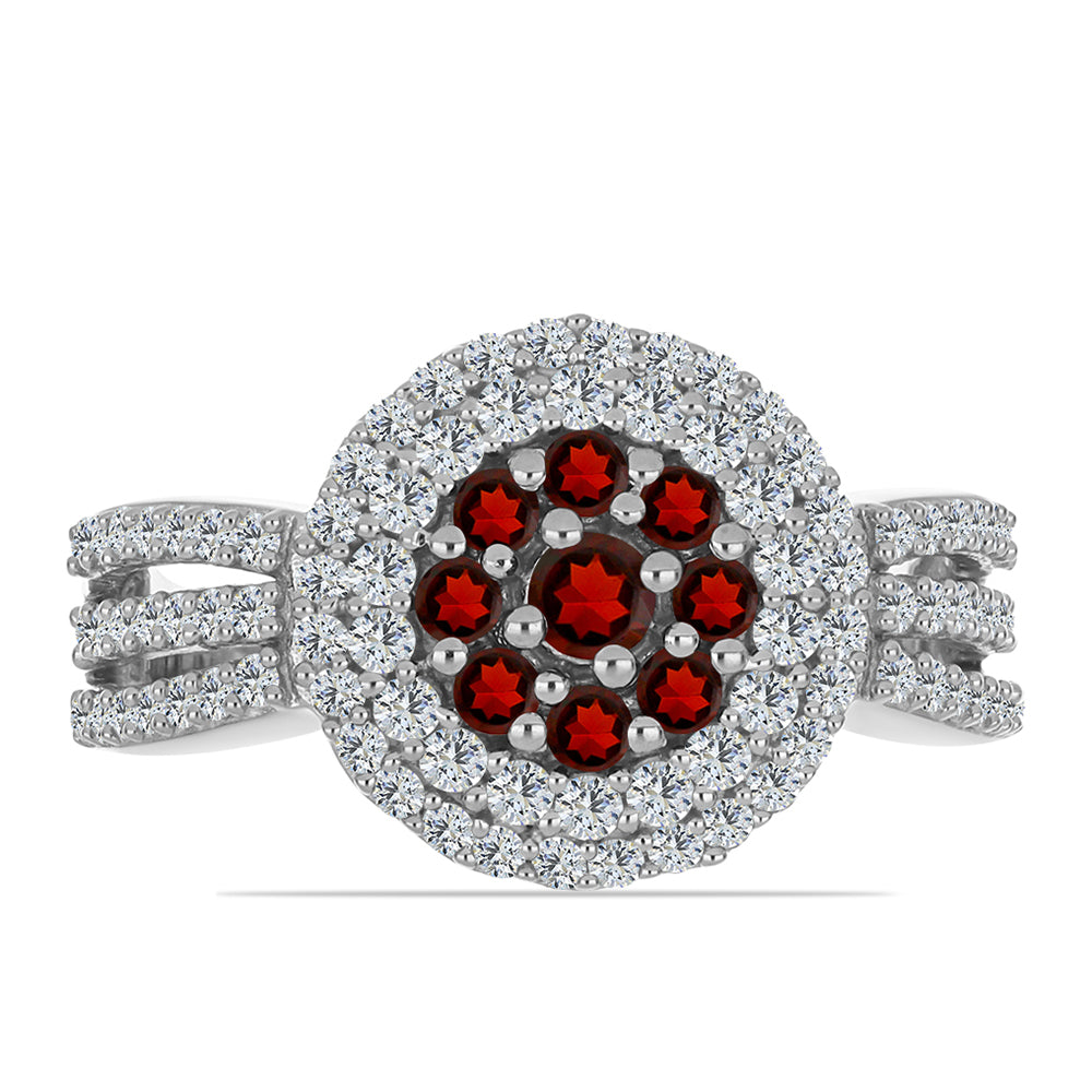 Strieborný Prsteň s Bartonským Granátom a Bielym Topásom 1 