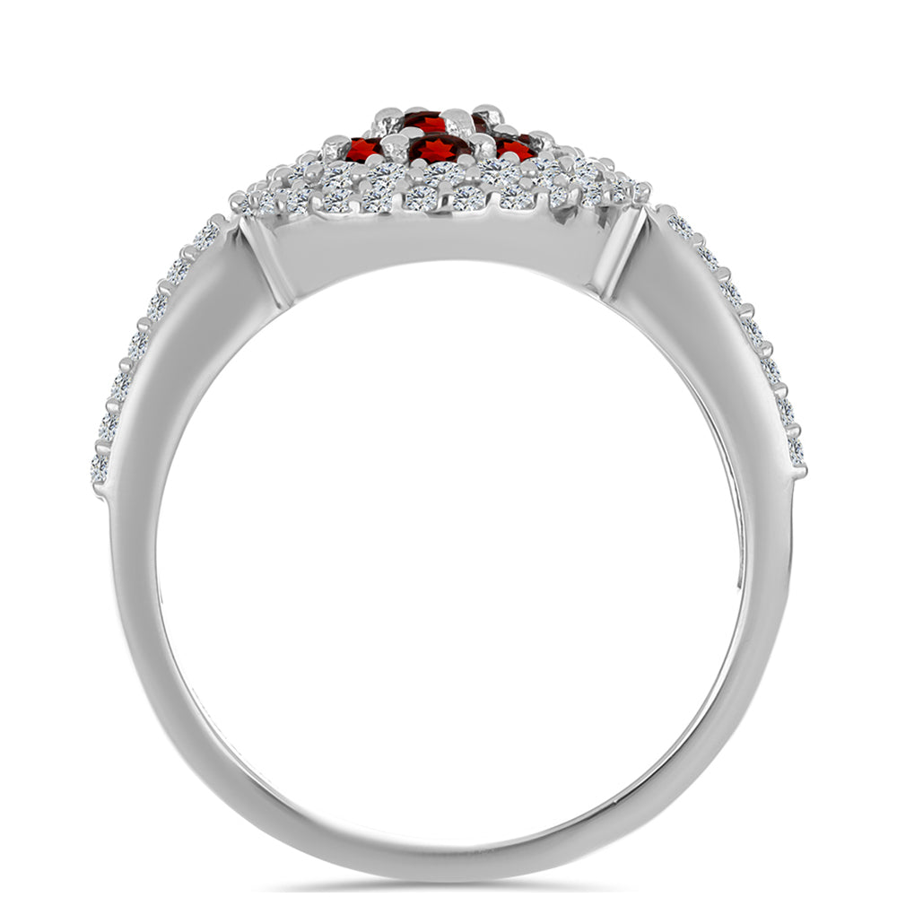 Strieborný Prsteň s Bartonským Granátom a Bielym Topásom 2 