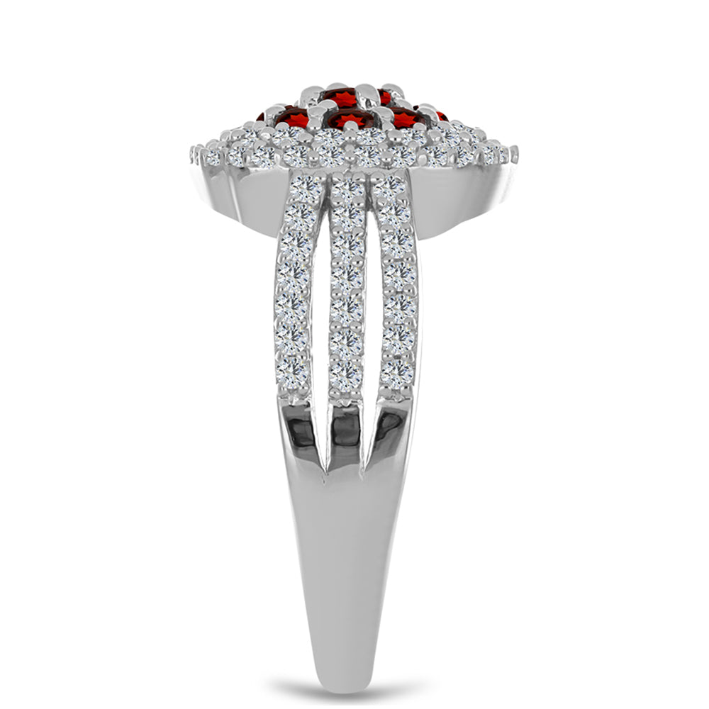 Strieborný Prsteň s Bartonským Granátom a Bielym Topásom 4 