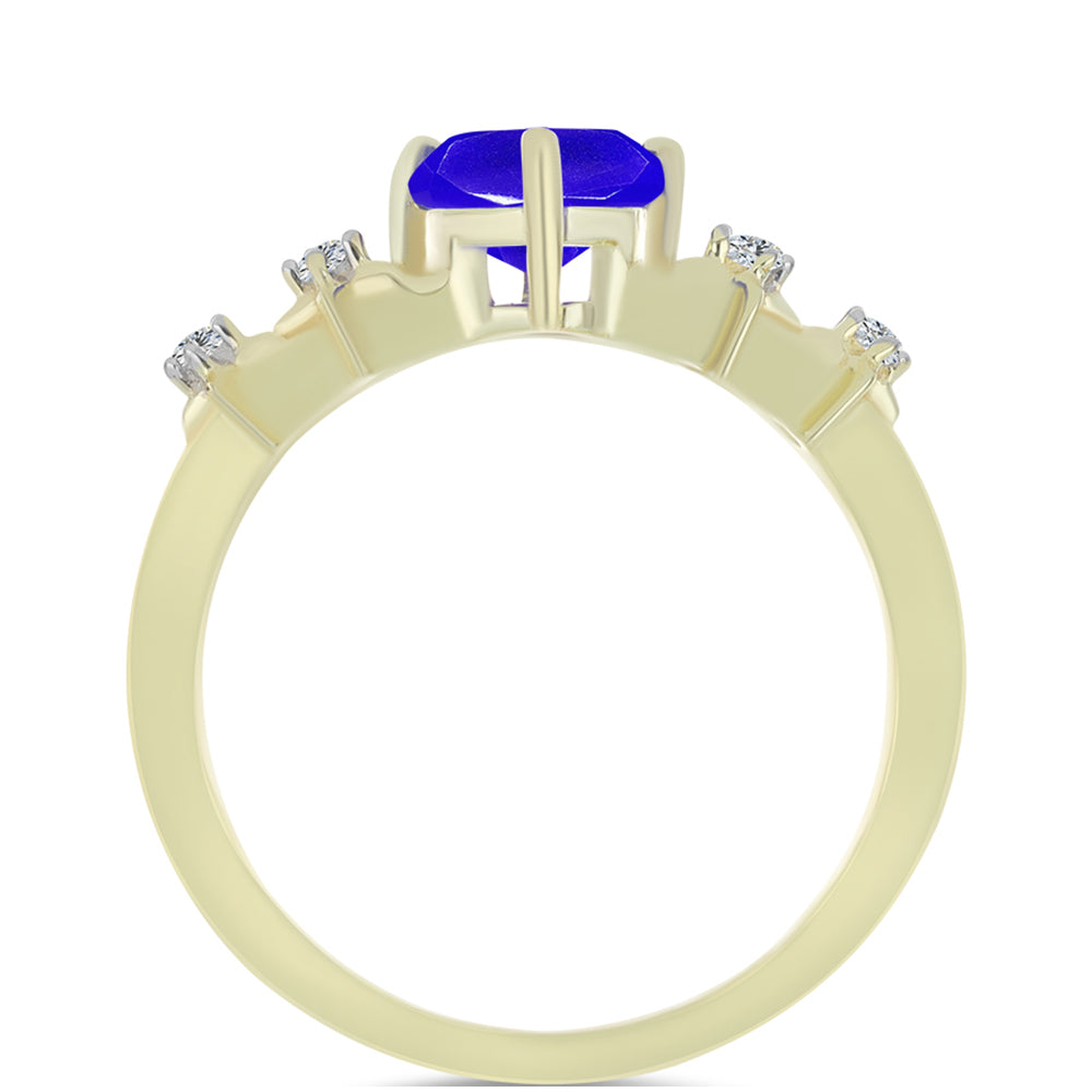 Pozlátený Strieborný Prsteň s Modrým Achátom a Bielym Topásom 2 