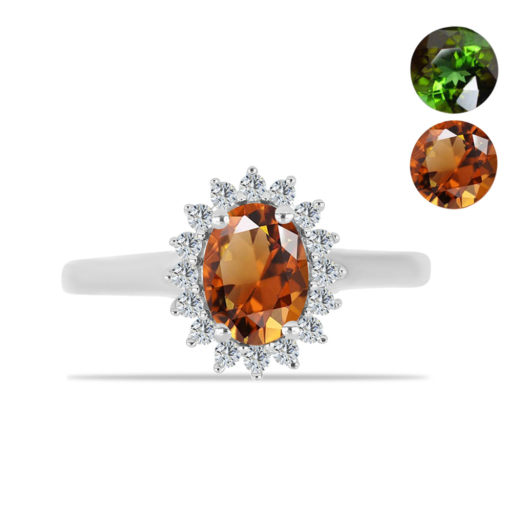 Strieborný Prsteň s Certifikovaný Anatólskym zultanitom pestovaný v laboratóriu a Bielym Topásom