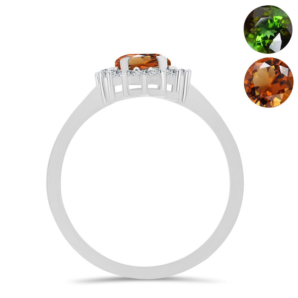 Strieborný Prsteň s Certifikovaný Anatólskym zultanitom pestovaný v laboratóriu a Bielym Topásom