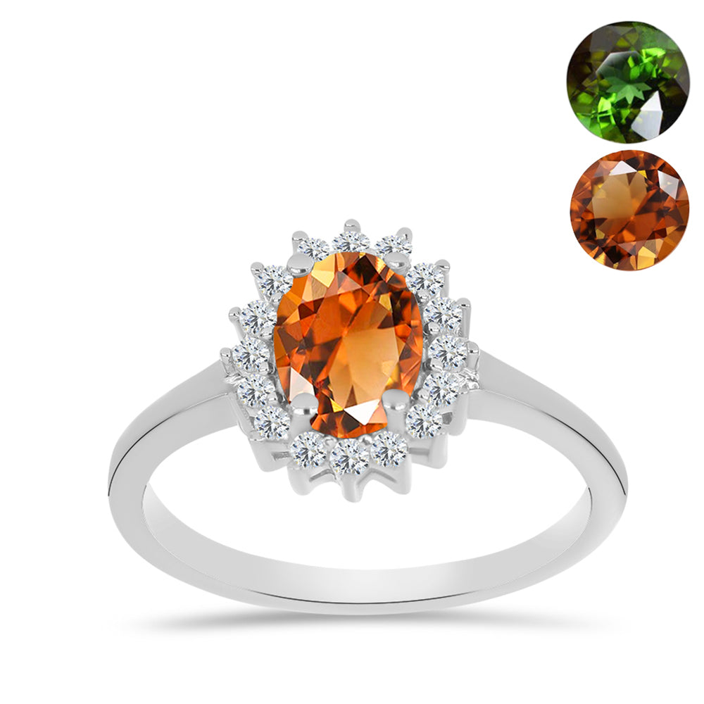 Strieborný Prsteň s Certifikovaný Anatólskym zultanitom pestovaný v laboratóriu a Bielym Topásom 3 