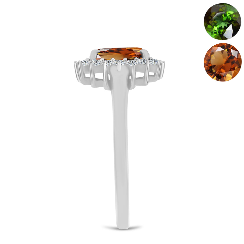 Strieborný Prsteň s Certifikovaný Anatólskym zultanitom pestovaný v laboratóriu a Bielym Topásom 4 