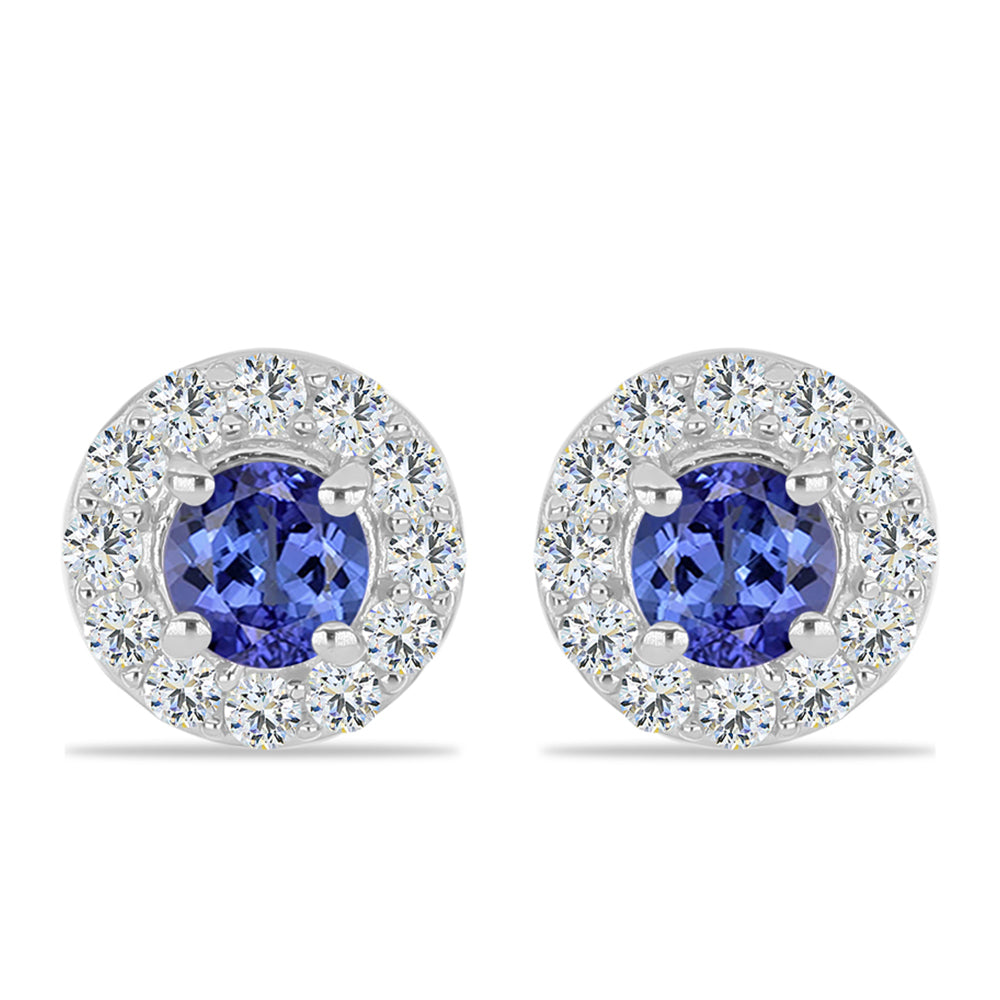 Strieborné Náušnice s Tanzanitom a Bielym Topásom